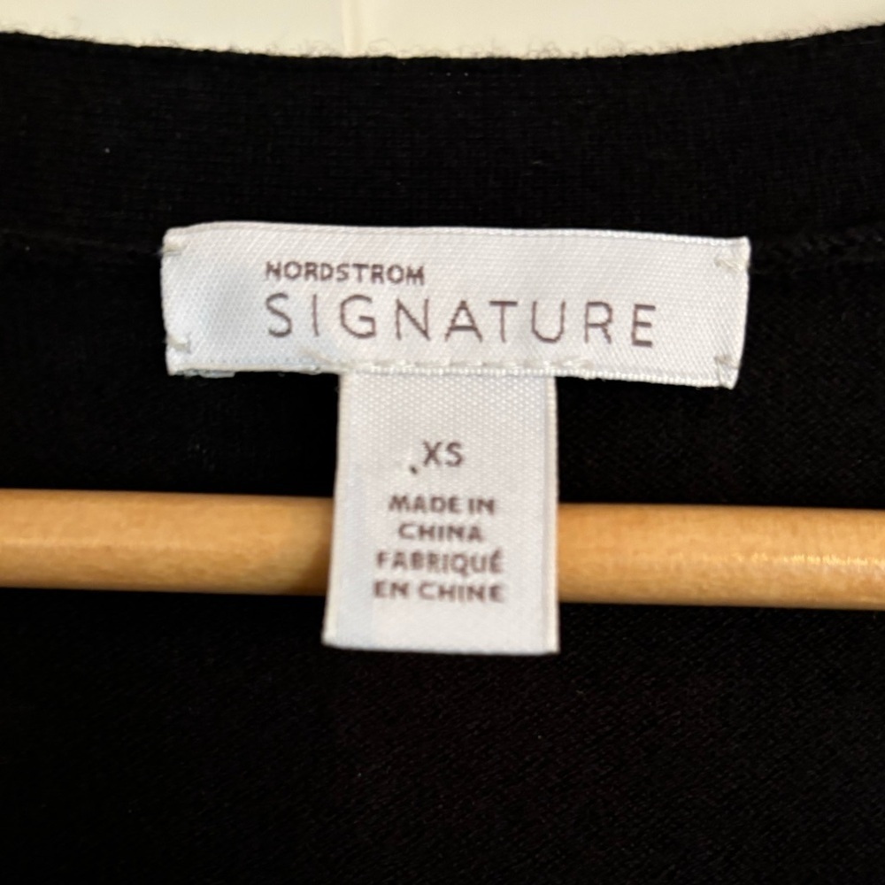 Nordstrom Signature Cotton and Cashmere Long Black Cardigan size XS - Picture 5 of 8